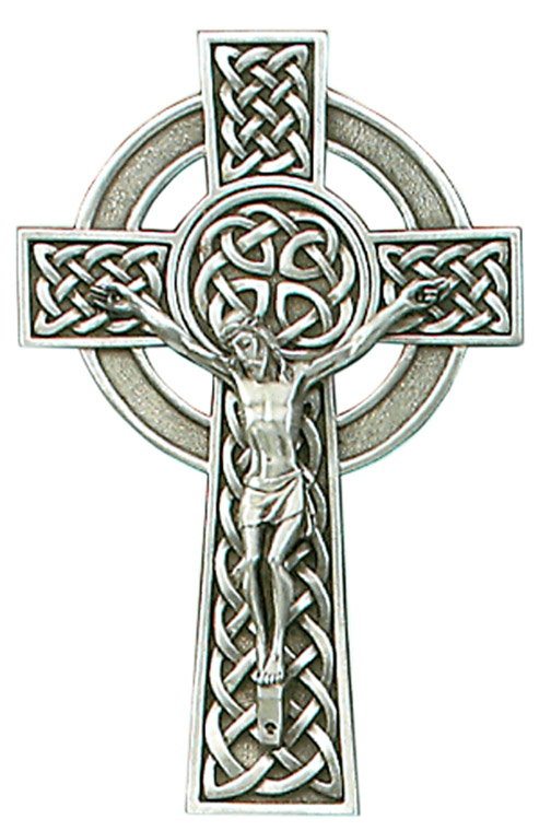Pewter Crucifix with Celtic Knot 8"