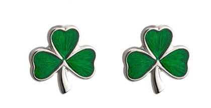 SS Green Enamel Shamrock (post earrings)