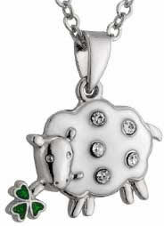 Lamb w/Shamrock Pendant 18"