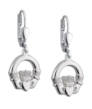 SS Wire Dangle Claddagh Earrings (Medium)