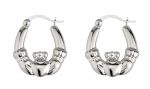 SS Claddagh Hoop Earrings (Medium)