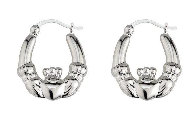 SS Claddagh Hoop Earrings (Medium)